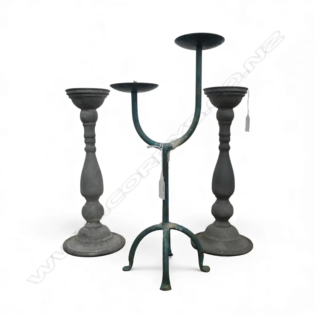 PR FRENCH COUNTRY CANDLESTICKS + BLUE METAL CANDELABRA H.400mm Image 1++