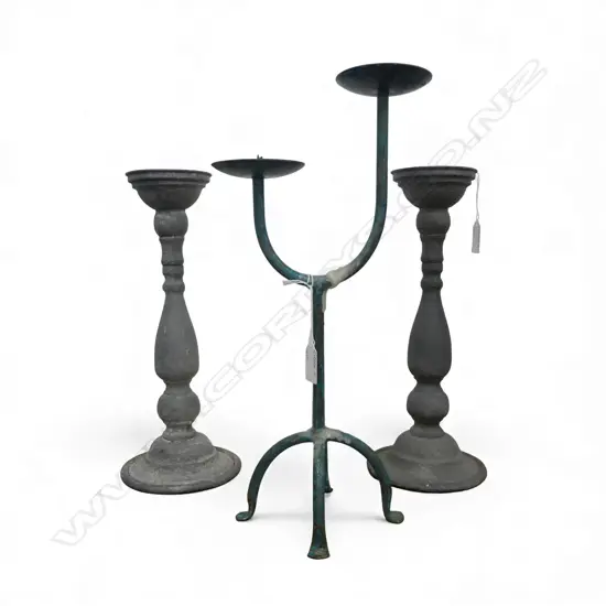 PR FRENCH COUNTRY CANDLESTICKS + BLUE METAL CANDELABRA H.400mm