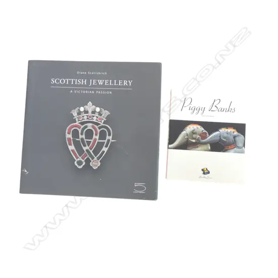 2 REFERENCE BOOKS: PIGGY BANKS + SCOTTISH JEWELLERY - A VICTORIAN PASSION