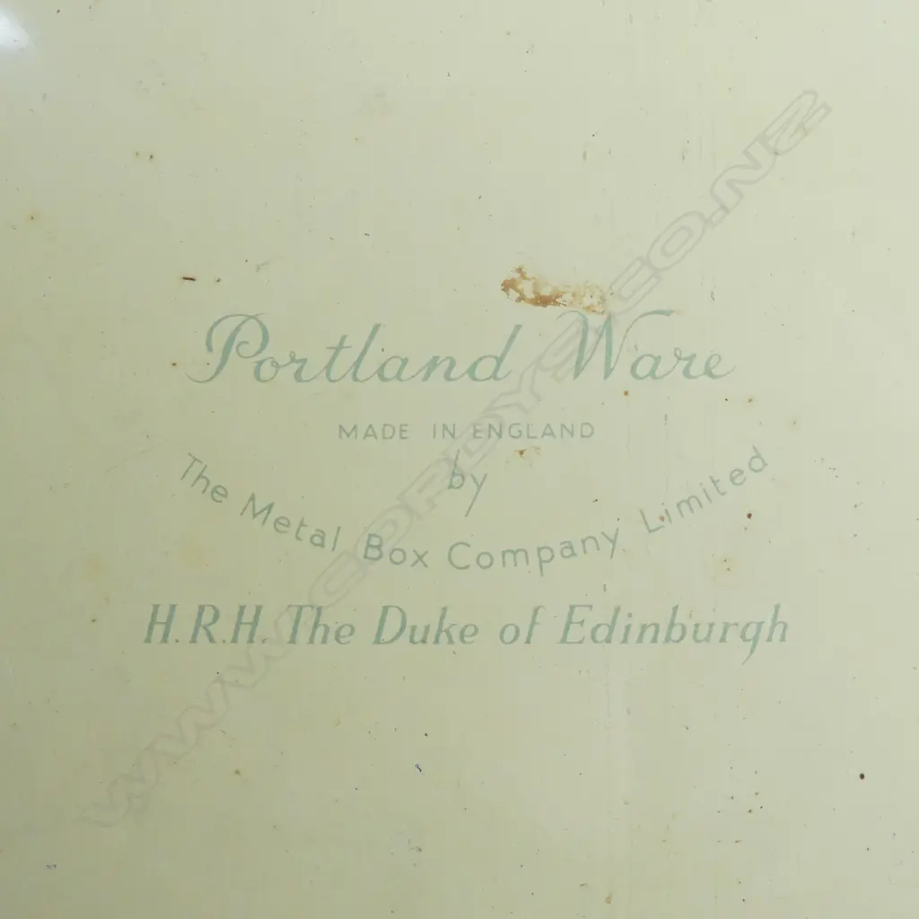 PR 1950S TIN PORTLAND WARE QEII CORONATION PLATES 255mm dia Image 1++