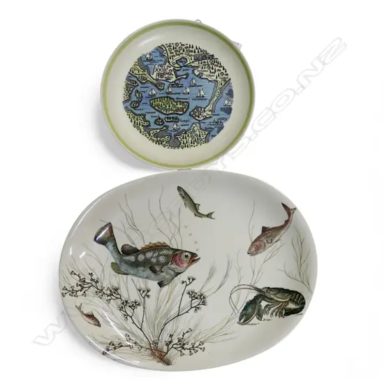 JOHNSON BROS 'FISH' PLATTER W.410mm + POOLE POTTERY PLATE 