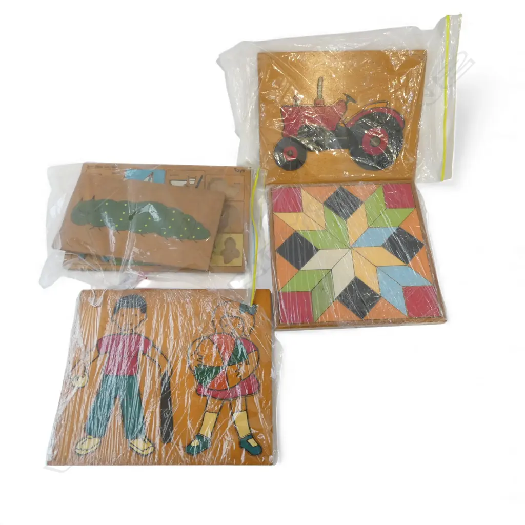 5 VINTAGE WOODEN CHILDRENS JIGSAW PUZZLES Image 1++