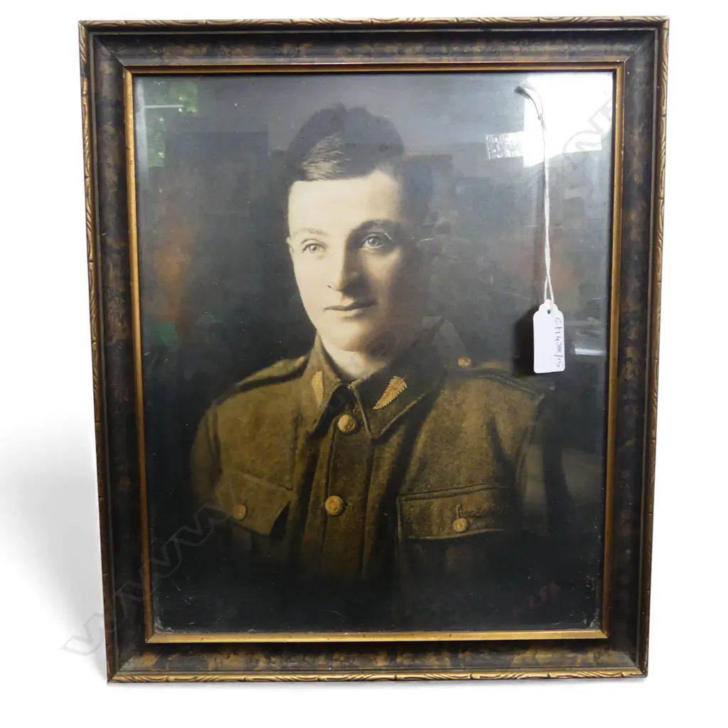 HAND COLOURED WWI PORTRAIT OF MARTIN DAY NZFA 290x240mm Image 1++