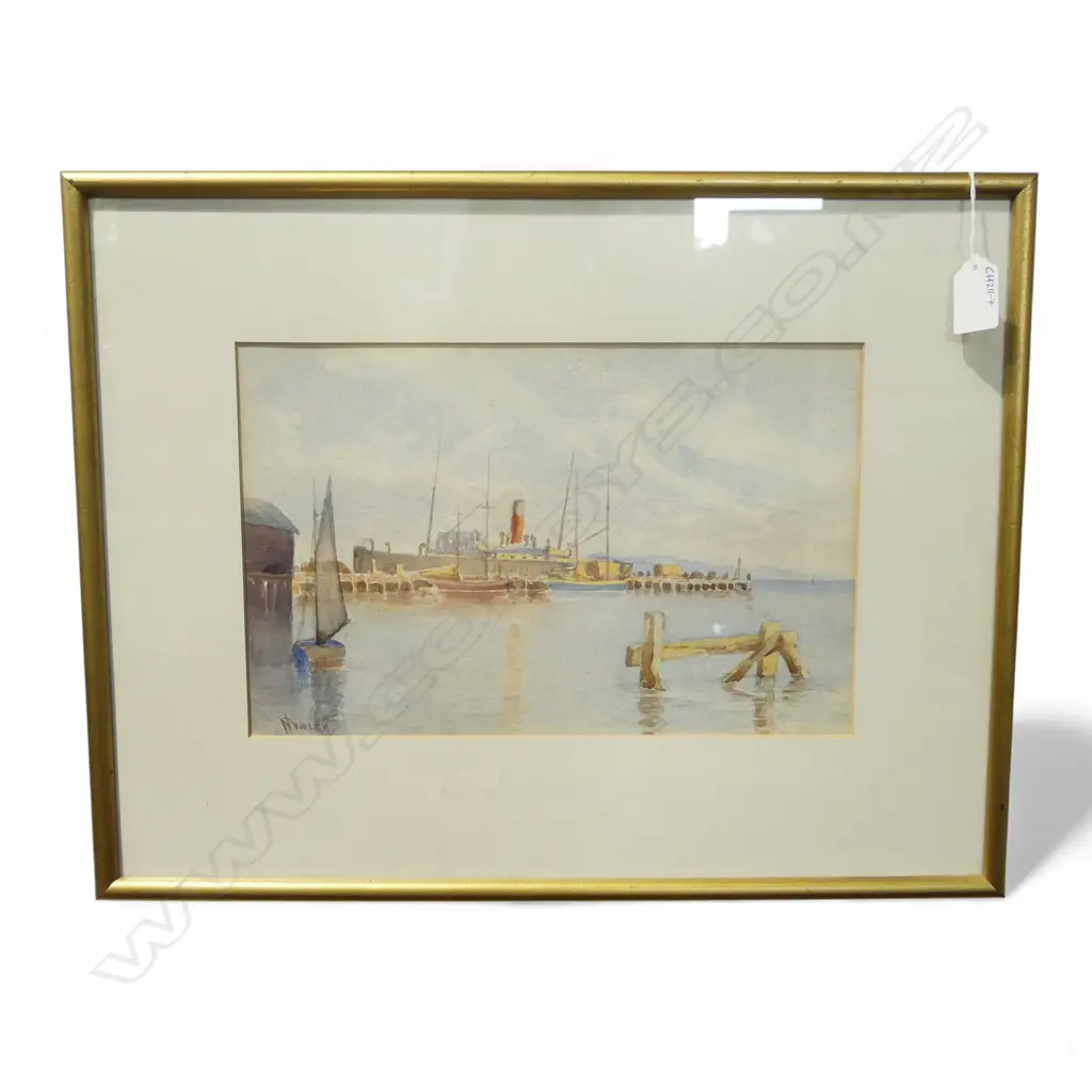 NUGENT WELCH, PORT SCENE, WATERCOLOUR, 200x320mm Image 1++