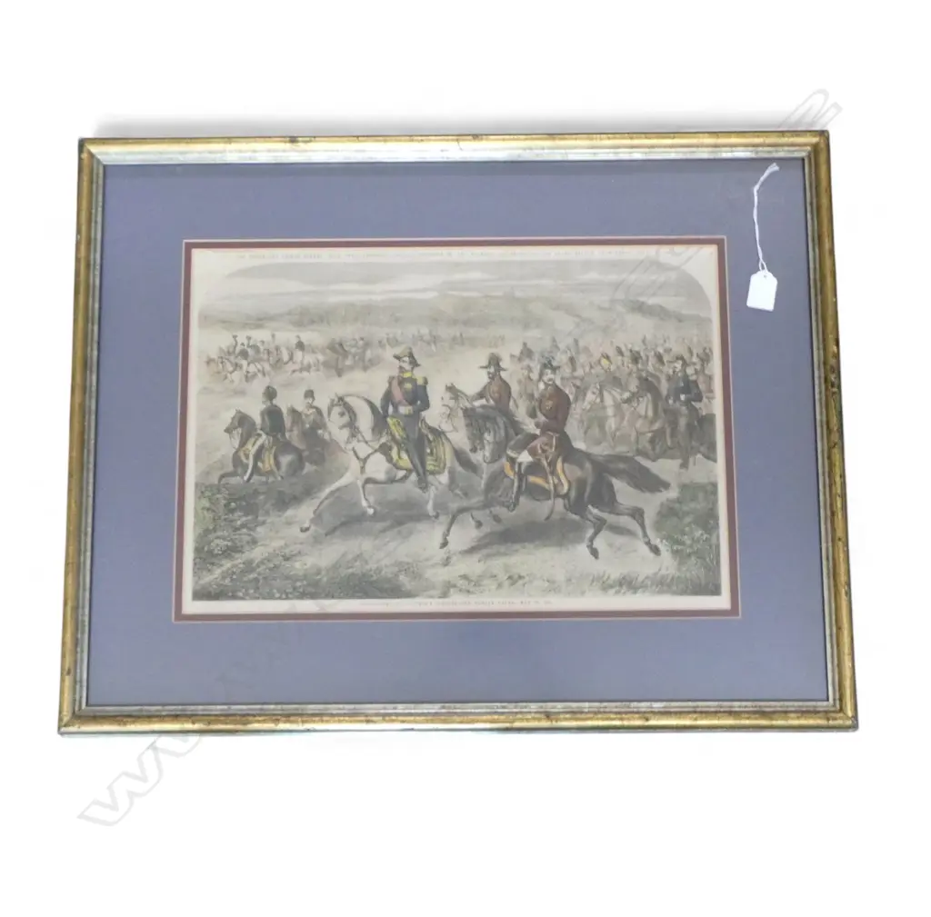 19thC CHROMOLITHOGRAPH 'THE QUEEN & PRINCE ALBERT ... PROCEEDING TO THE GRAND REVIEW AT WINDSOR, 1855' 335x490mm Image 1++