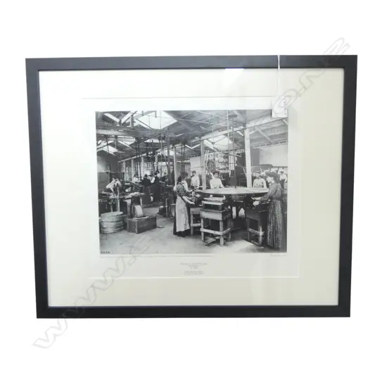 FRAMED ALEXANDER TURNBULL LIBRARY PRINT OF BELL & CO MATCH COMPANY WELLINGTON ca. 1906 300x360mm