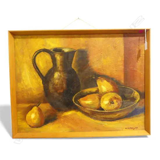 FRAMED OIL ON BOARD STILL LIFE SIGNED MAY WEMYSS H480 W620MM