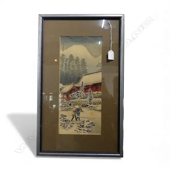 WATANABE SHOTEI, AFTER SNOW AT HAKONE SHRINE, UKIYO-E, 375x165mm