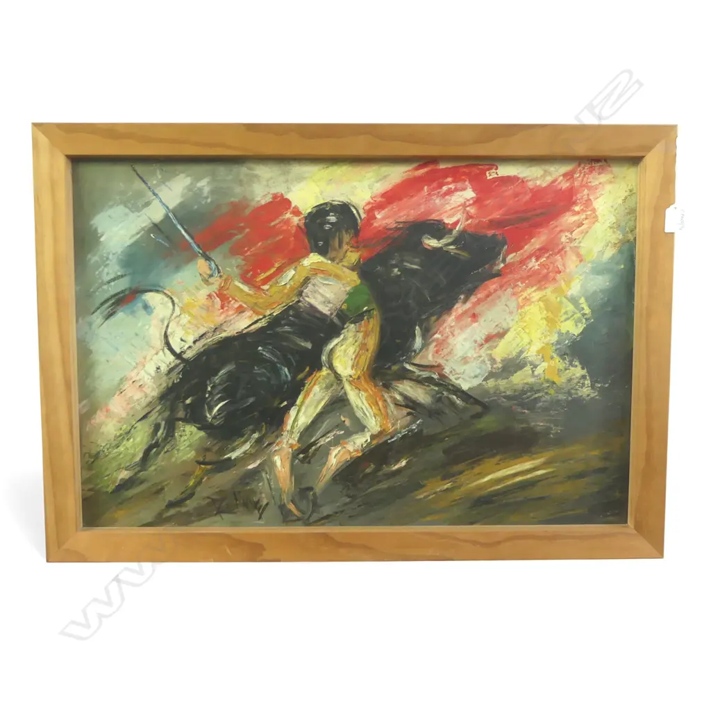 SIGNED OIL ON BOARD, BULLFIGHTER 490x745mm Image 1++