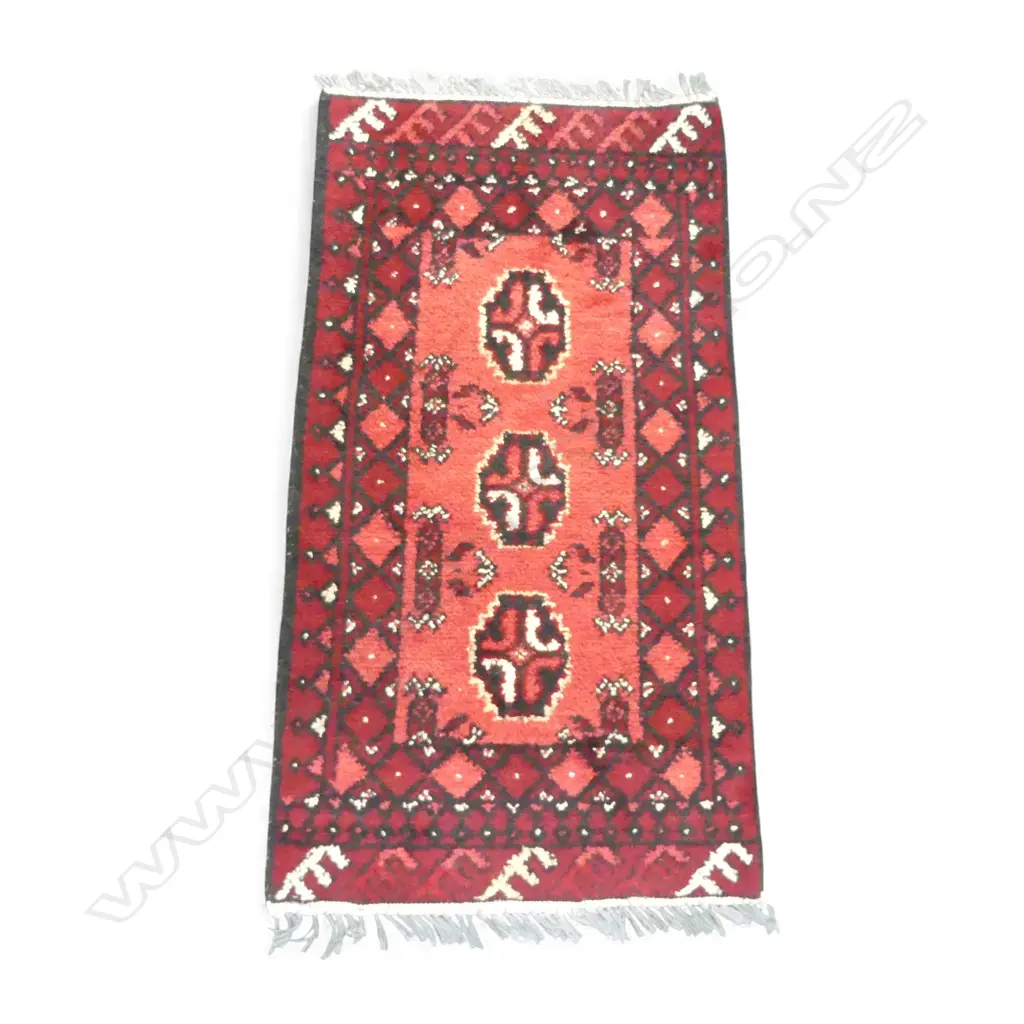 SMALL HAND KNOTTED ALL WOOL RUG 930x510mm Image 1++