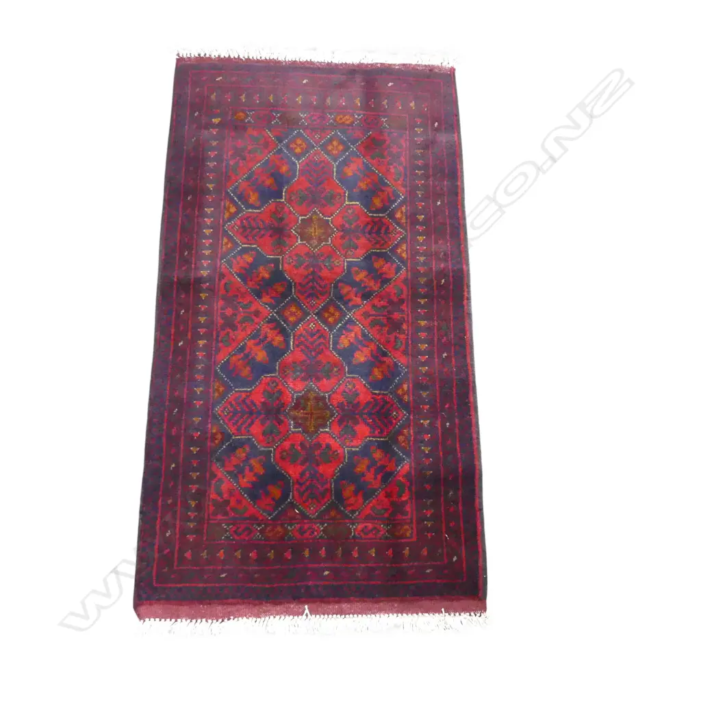 HAND KNOTTED WOOL PILE ANDKHOY RUG 1055x550mm Image 1++