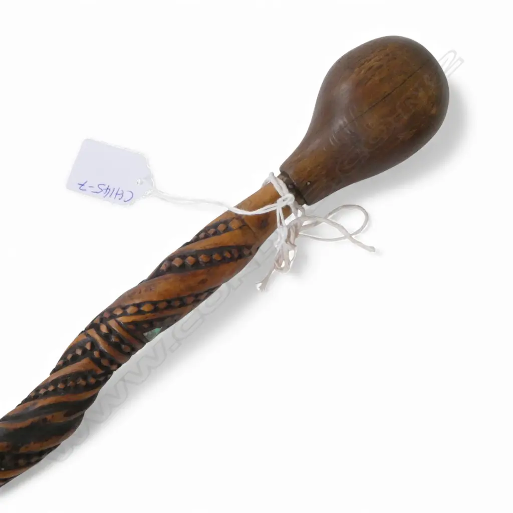 MAORI FINELY CARVED WALKING STICK L.870mm Image 1++