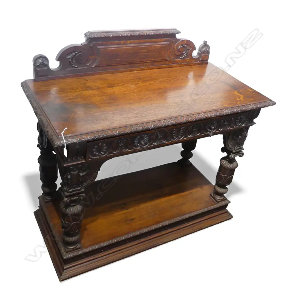 EARLY 20thC CARVED OAK DUMBWAITER 1200x565x1150mm Image 1++