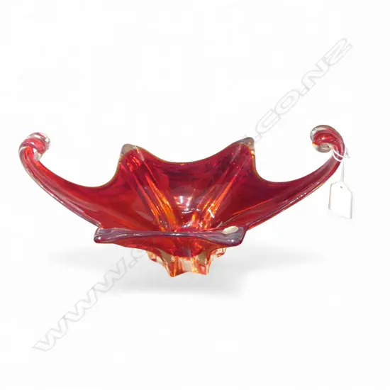 MURANO RED ART GLASS BOWL W.320mm
