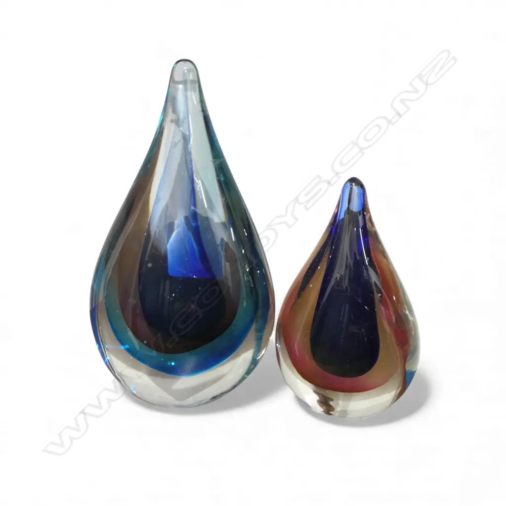 2 BLUE ART GLASS SCULPTURES H.185, 130mm Image 1++