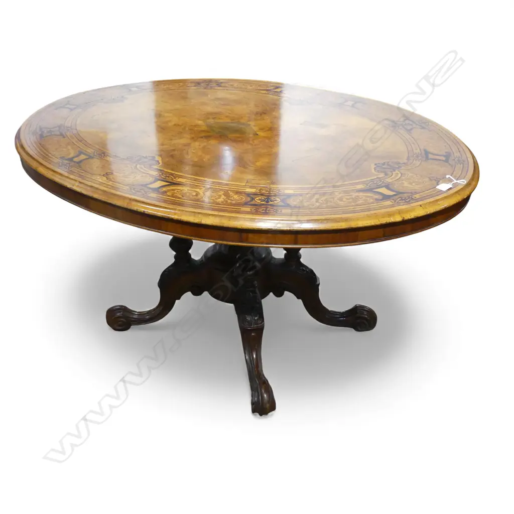 VICTORIAN MAHOGANY  INLAID LOO TABLE Image 1++