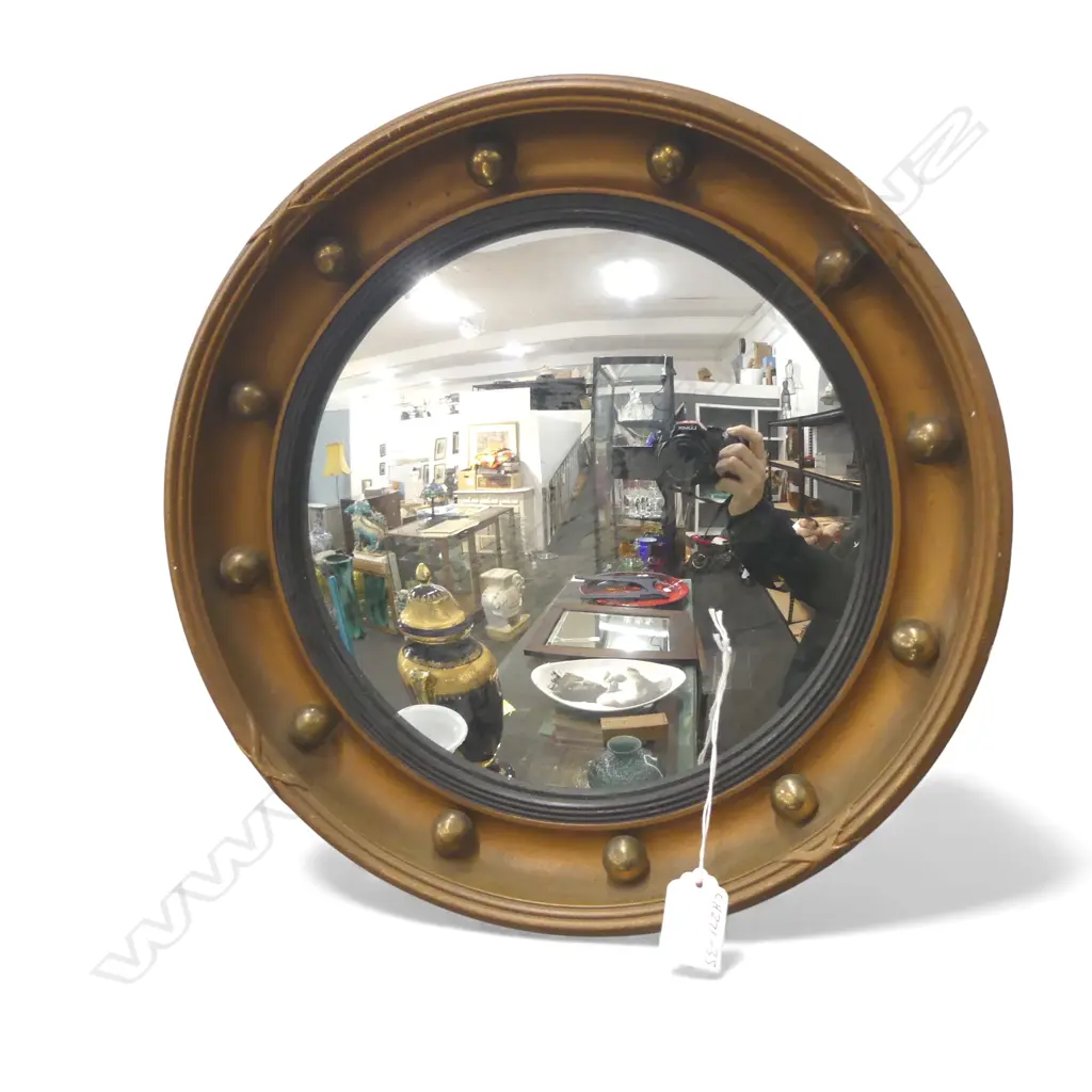 VINTAGE ROUND GOLD FRAMED MIRROR Dia.335mm Image 1++