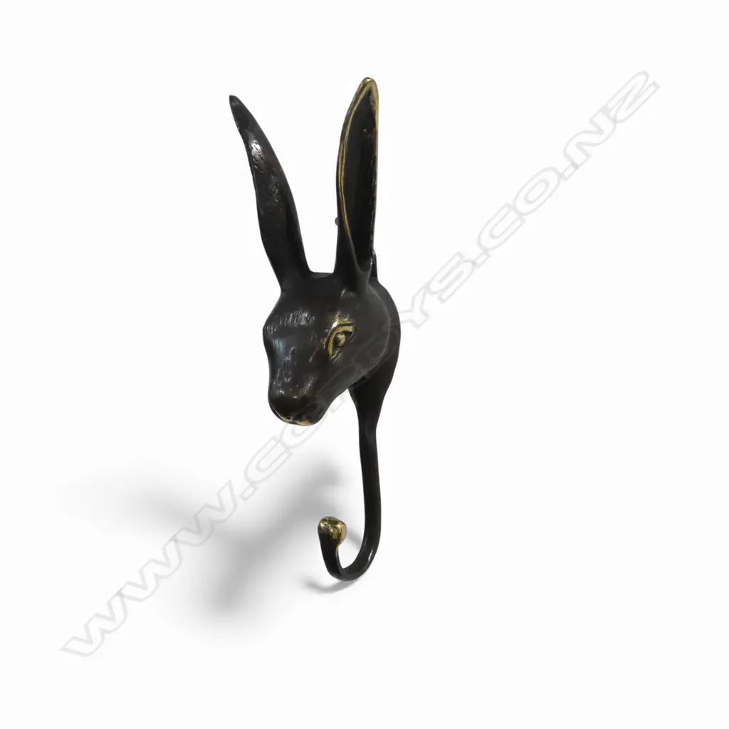 2 BRONZED HARE RABBIT WALL HOOKS H.180mm Image 1++