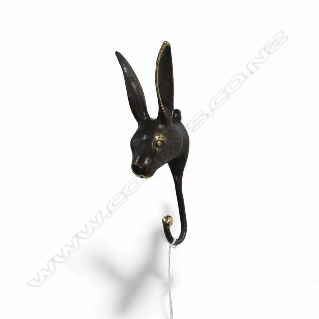 2 BRONZED HARE RABBIT WALL HOOKS H.180mm Image 1++