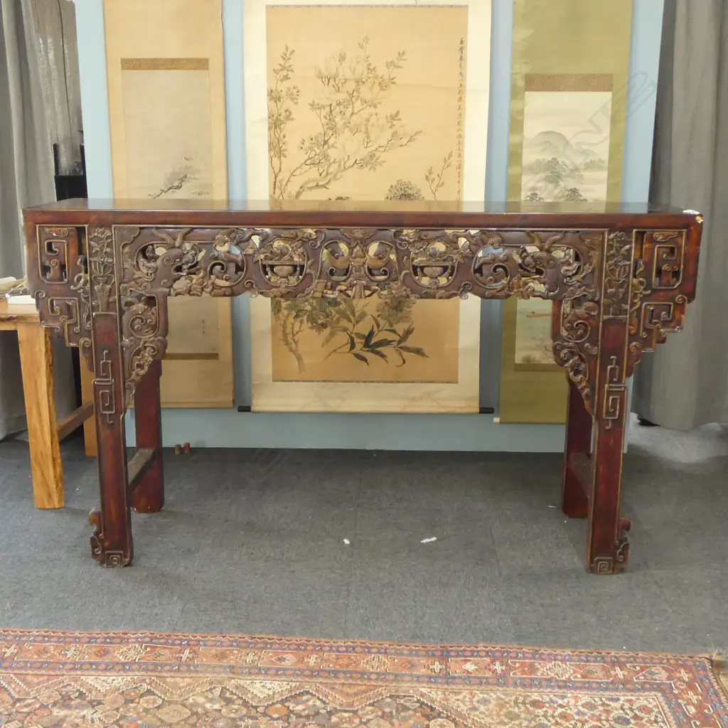 CHINESE ONATELY CARVED ALTAR TABLE 100x520x1200mm marked Image 1++