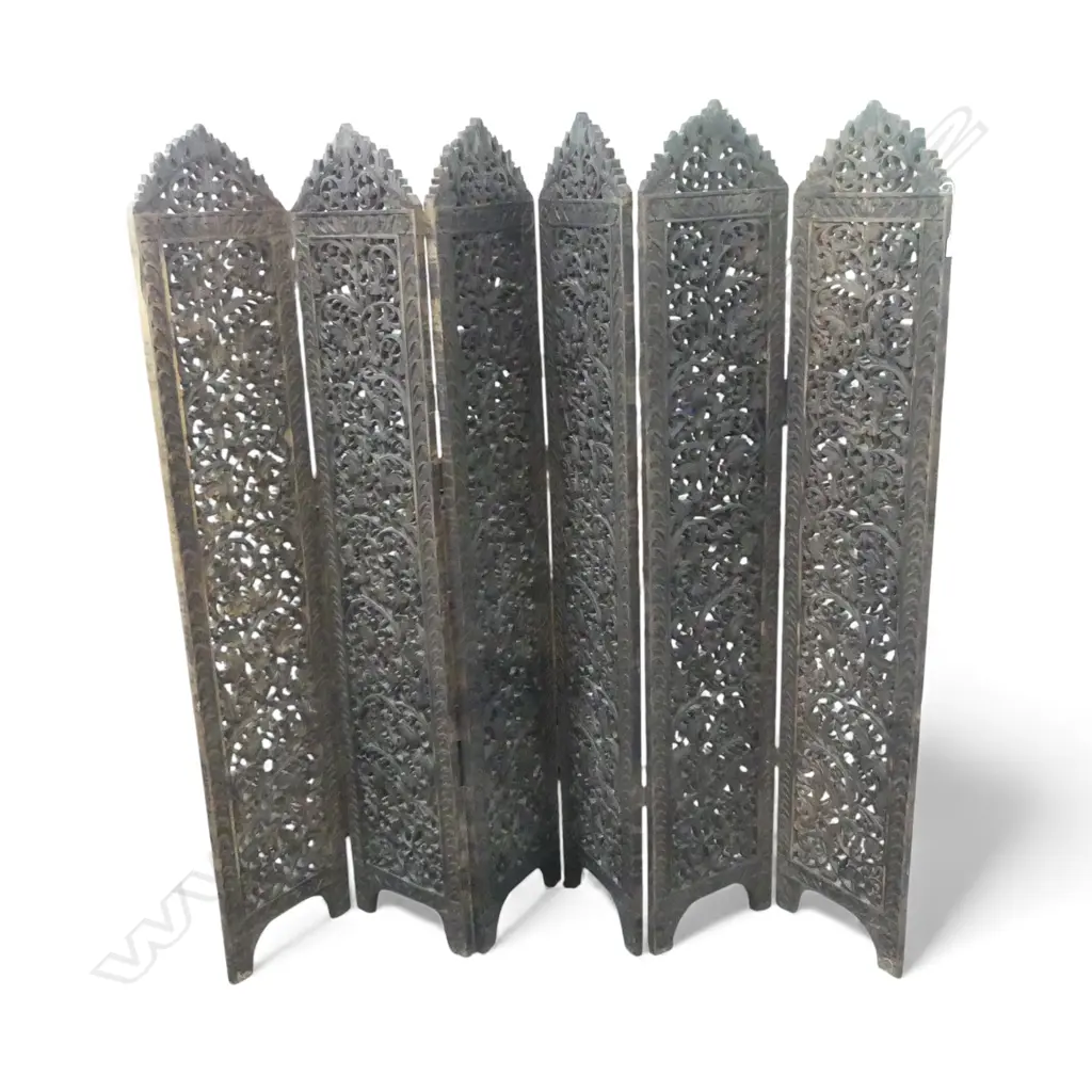 ORIENTAL CARVED WOODEN 6 PANEL SCREEN 1750x350mm each Image 1++