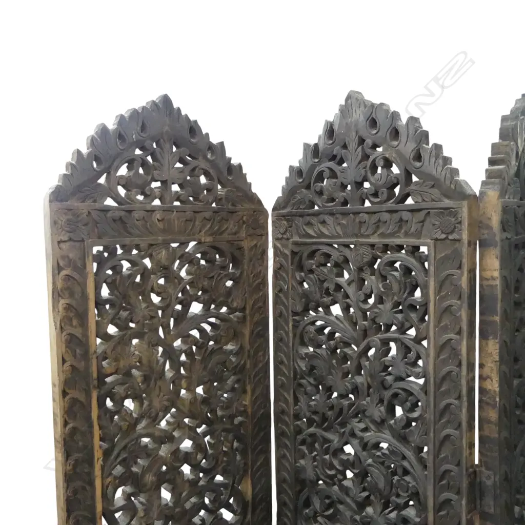 ORIENTAL CARVED WOODEN 6 PANEL SCREEN 1750x350mm each Image 1++