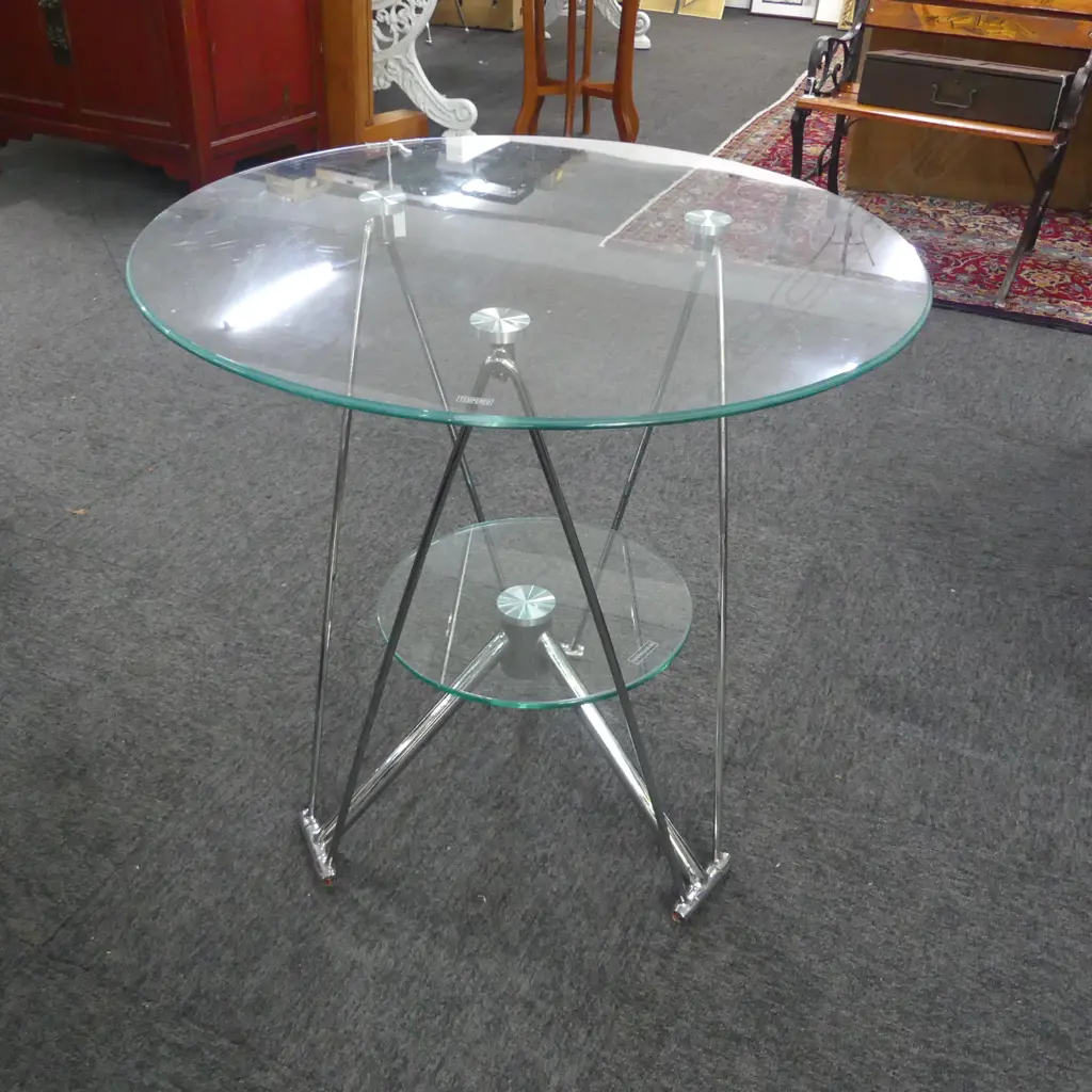 MODERN GLASS SIDE TABLE H.605mm, 595mm dia Image 1++