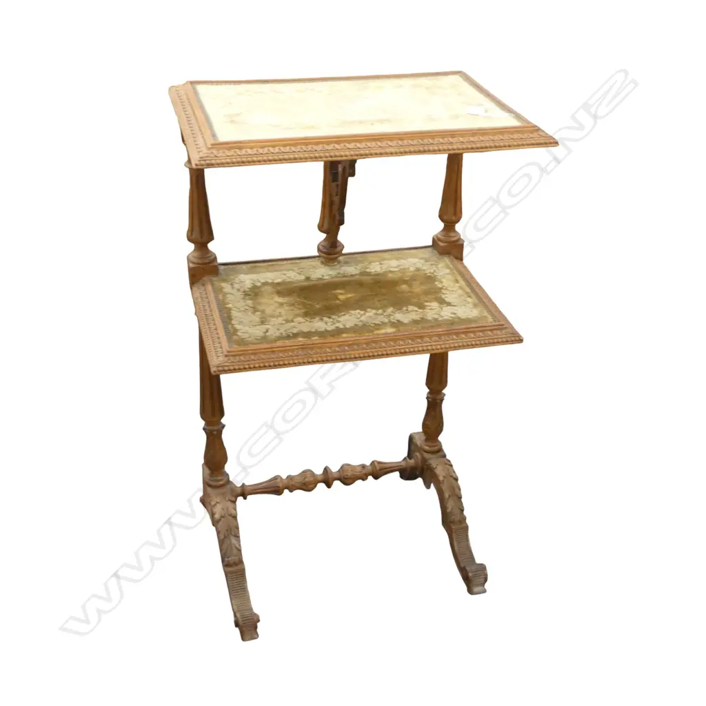 ANTIQUE FRENCH CARVED FIRESCREEN / WHATNOT STAND  with velvet tray tops H.880mm Image 1++