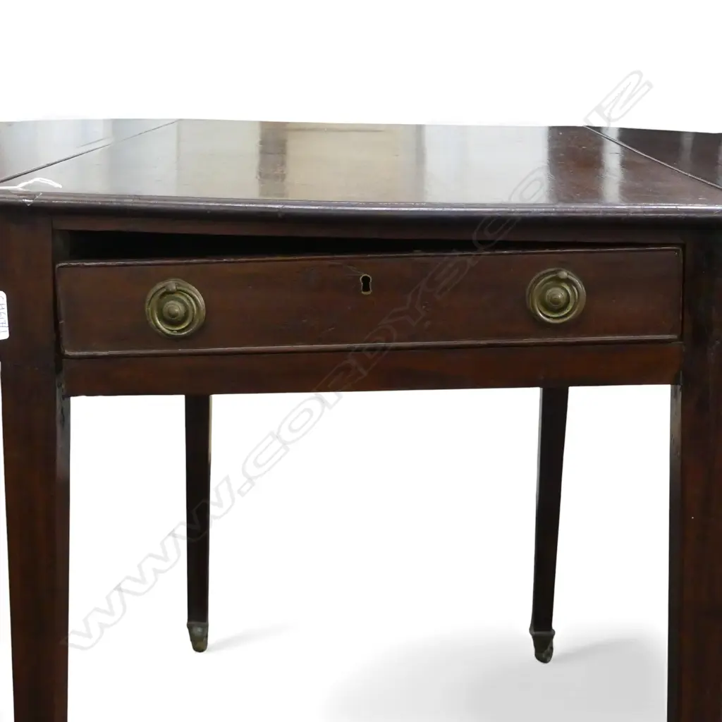 IQUE MAHOGANY DROP SIDE TABLE 835x510x700mm FAULT TO DRAWER Image 1++