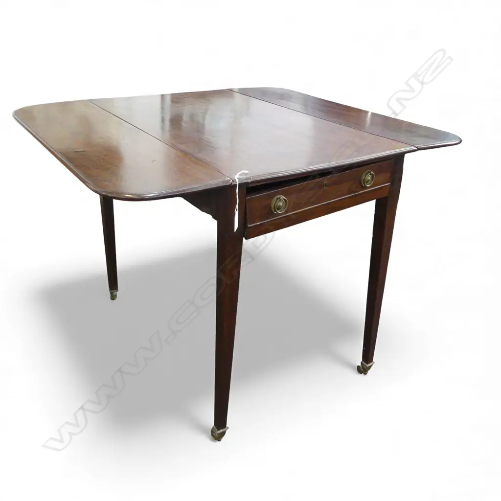 IQUE MAHOGANY DROP SIDE TABLE 835x510x700mm FAULT TO DRAWER Image 1++