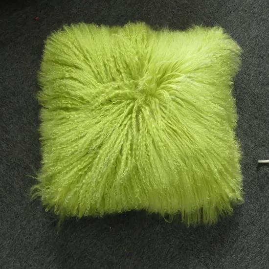 GREEN SHAG CUSHION 