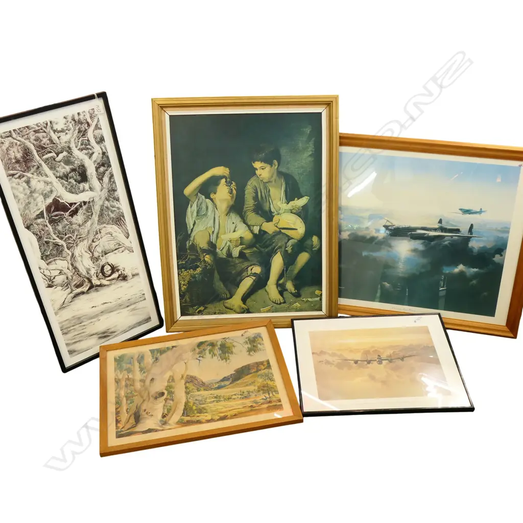 GROUP OF5 FRAMED PRINTS INCL ALBERT NAMATJIRA AND INK DRAWING BY REBECCA WOOD Image 1++