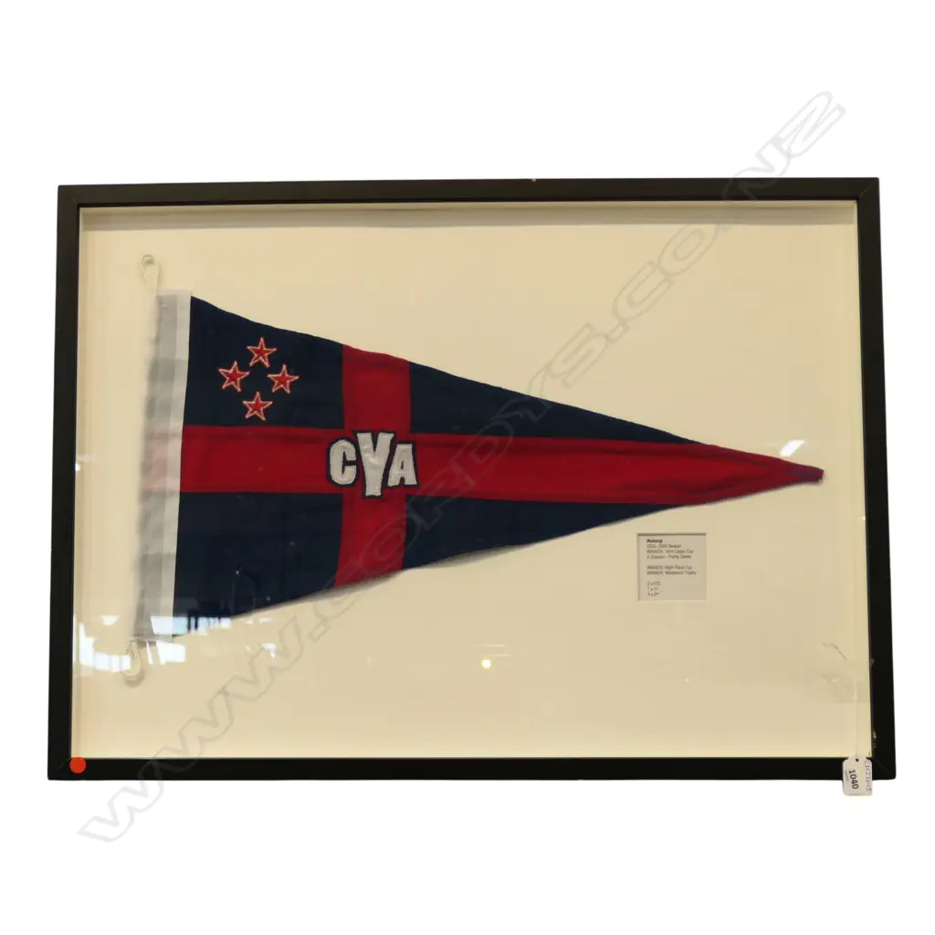  WAITANGI 2003-2004 SEASON WINNING 'GYA' PENDANT FLAG FRAMED 490x690mm Image 1++
