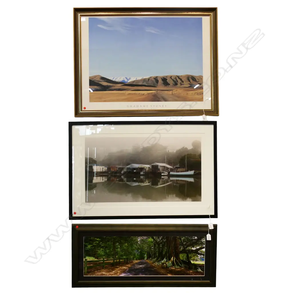 THREE PRINTS INCL GRAEME SYDNEY 'FIDDLER FLAT' 590 X 790mm, KENNETH ADAMS 435 X 735mm AND COUNTRY LANE 235 X 735mm Image 1++