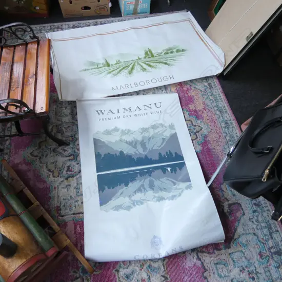 2 LG PAINTED CANVASES EX AUCKLAND WINE BAR