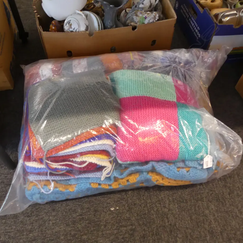 2 N.Z. WOOL BLANKETS, WOOL SQUARES & ASST. WOOL YARN ALL NZ PRODUCED WOOL Image 1++