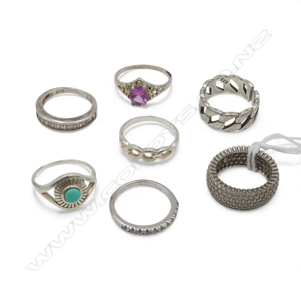 7 STG SILVER RINGS, 19gms Image 1++