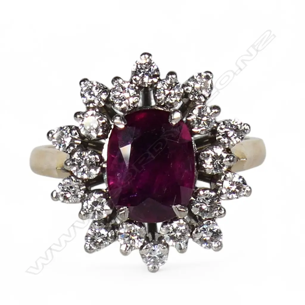 An 18ct gold ruby and diamond ring, Image 1++