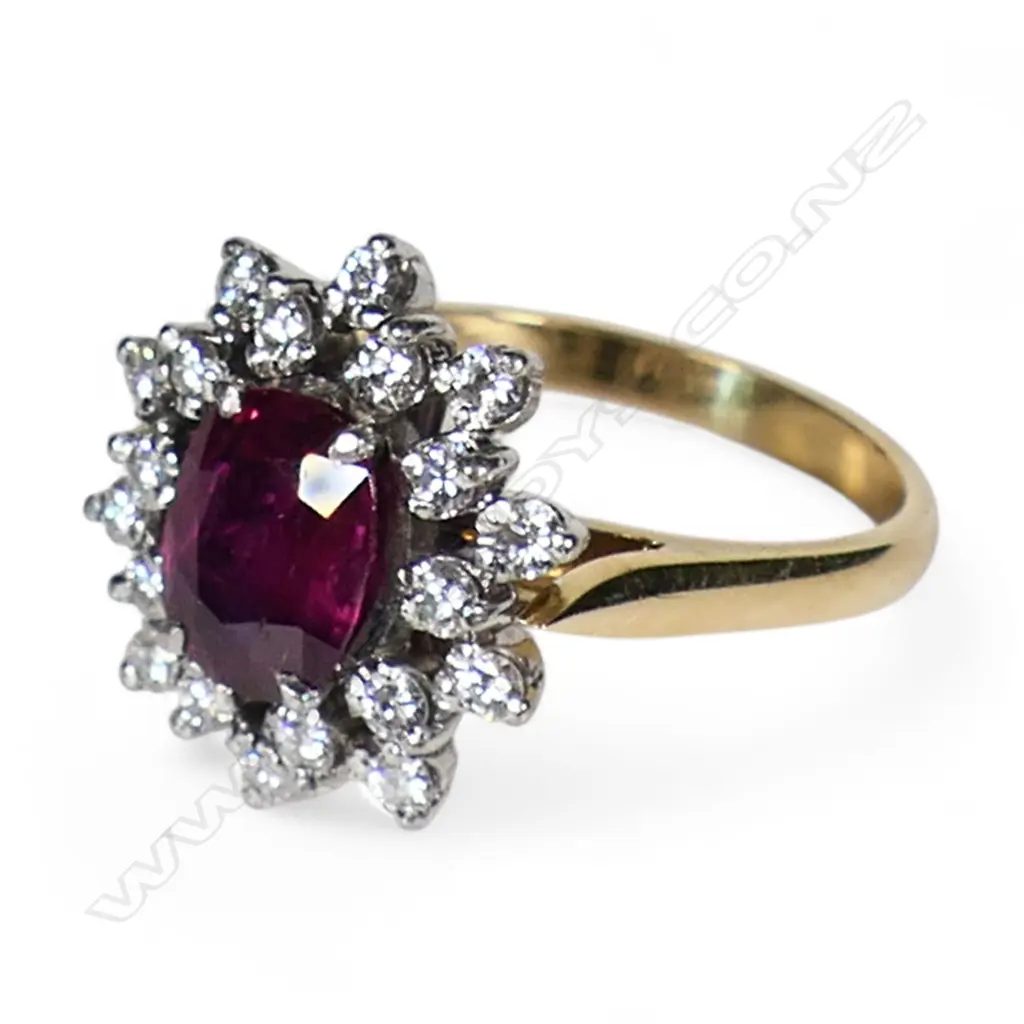 An 18ct gold ruby and diamond ring, Image 1++