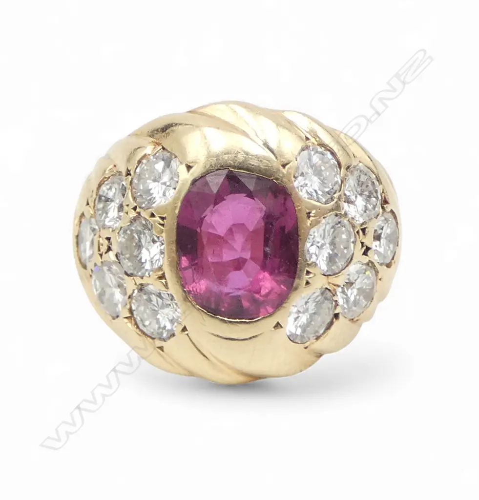 14ct Y/GOLD, RUBY & DIAMOND RING 6gms SIZE H Image 1++