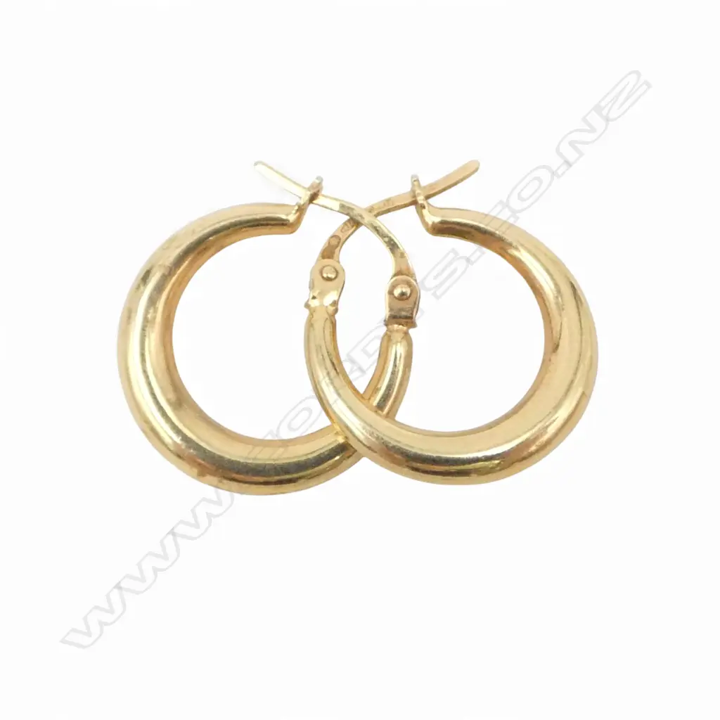 PR 9CT HOOP EARRINGS, 17mm dia 1.2gms Image 1++