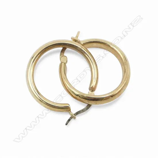 PR 9CT HOOP EARRINGS, 20mm dia 2.0gms