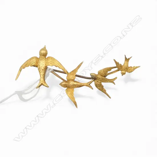 15ct c.1900 GOLD HALLMARKED 4 BIRD BROOCH 5.31gms
