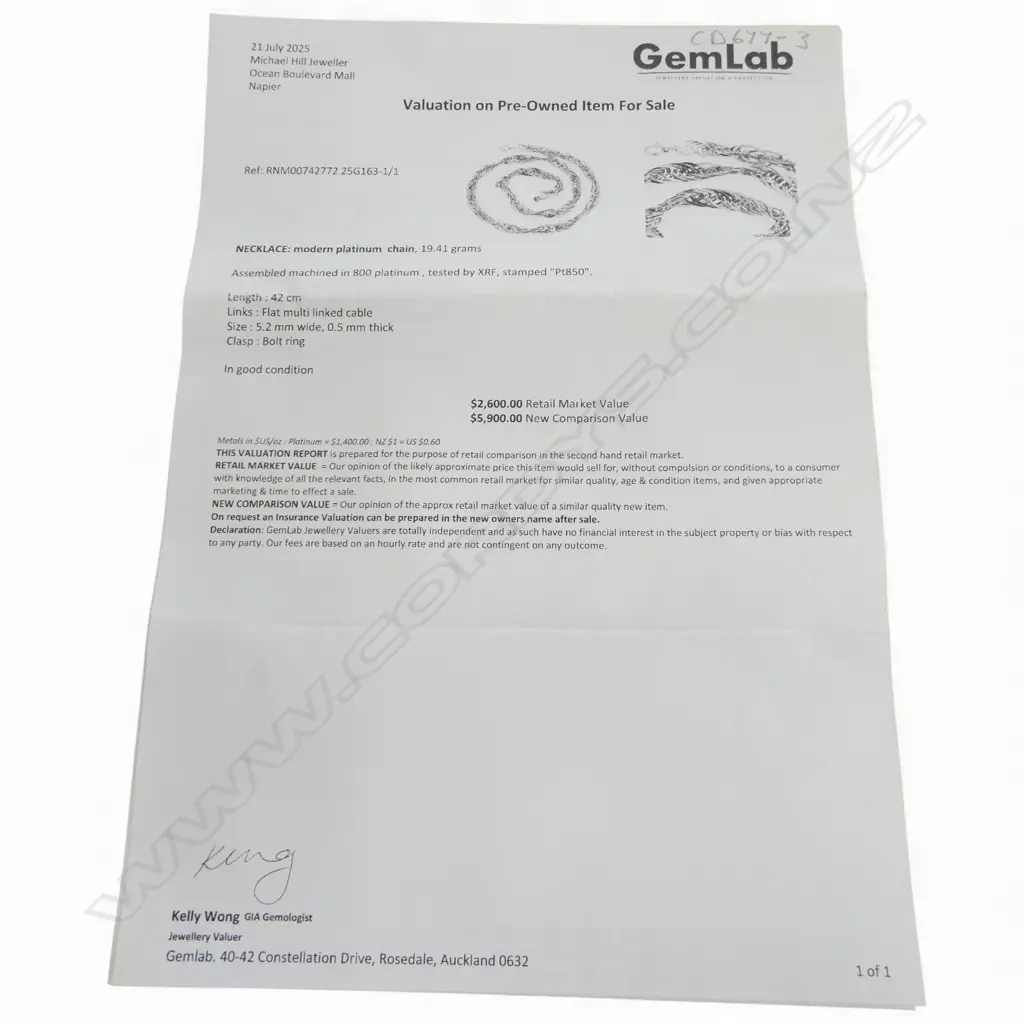 PLATINUM  CHAIN 19.41gms Image 1++