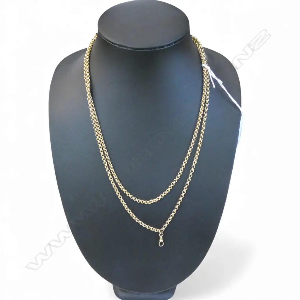 18CT GOLD ANTIQUE MUFF CHAIN 24.87gms Image 1++