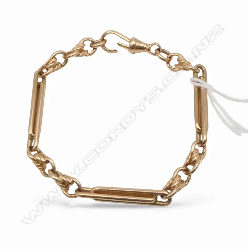 9ct GOLD ALBERT STYLE BRACELET 20.19gms L.200mm Image 1++