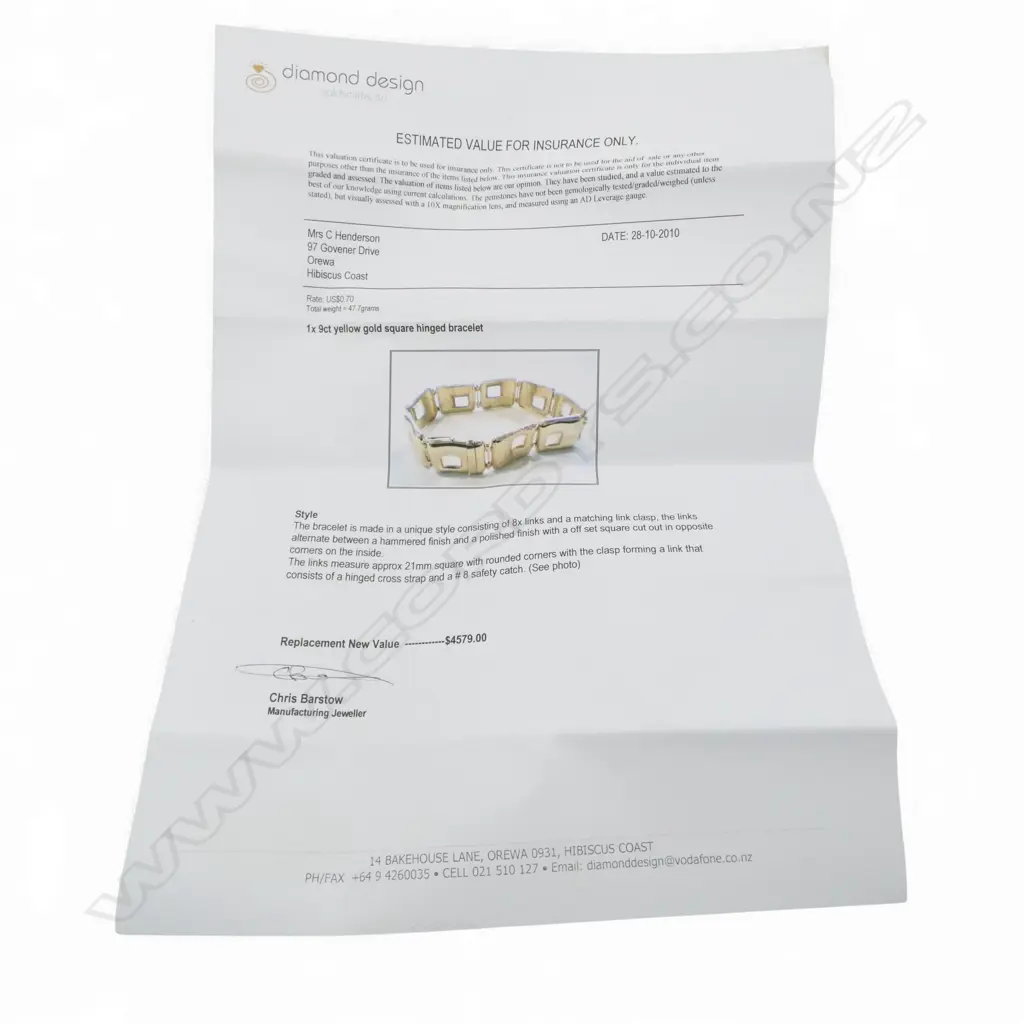 9CT YG BRACELET L.210mm, 47.7gms Image 1++