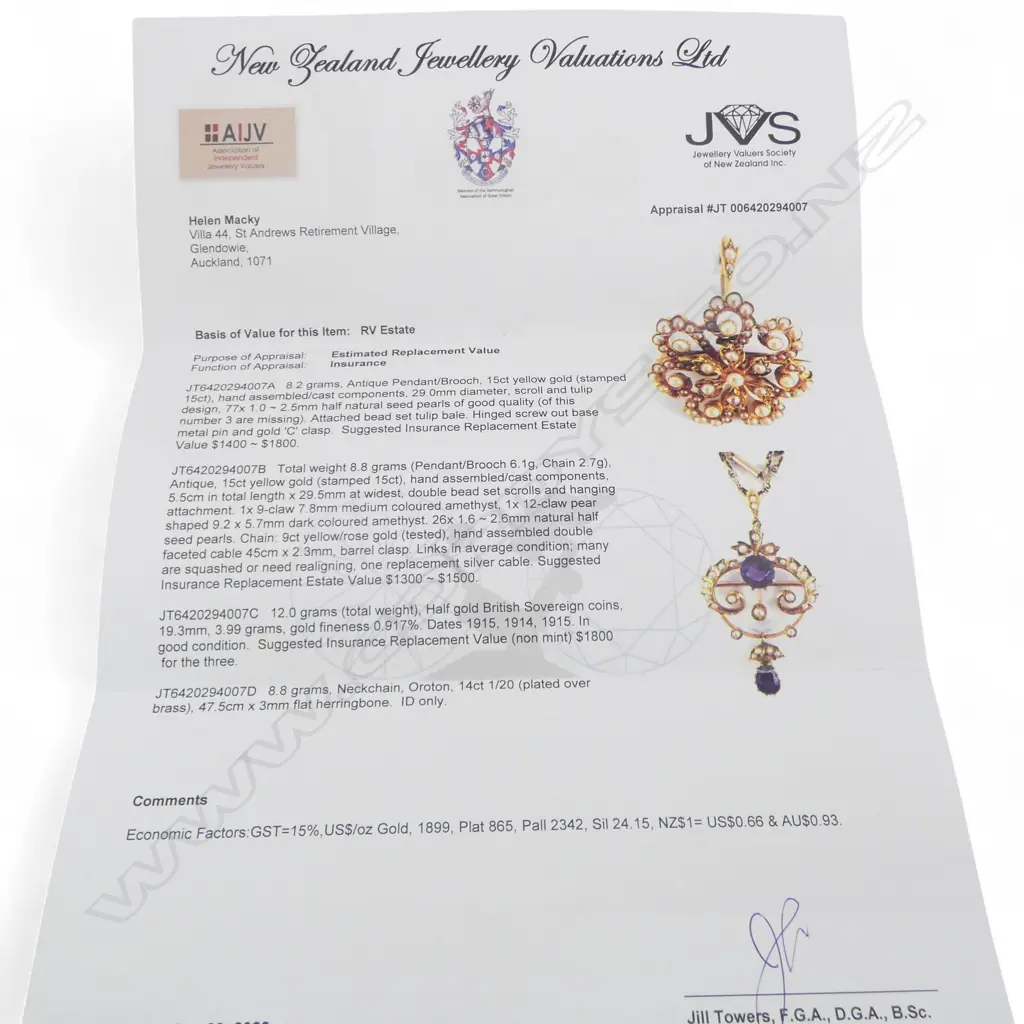 ANTIQUE 15CT AMETHYST PENDANT 6.1gms ON 9CT CHAIN L.450mm 2.7gms Image 1++