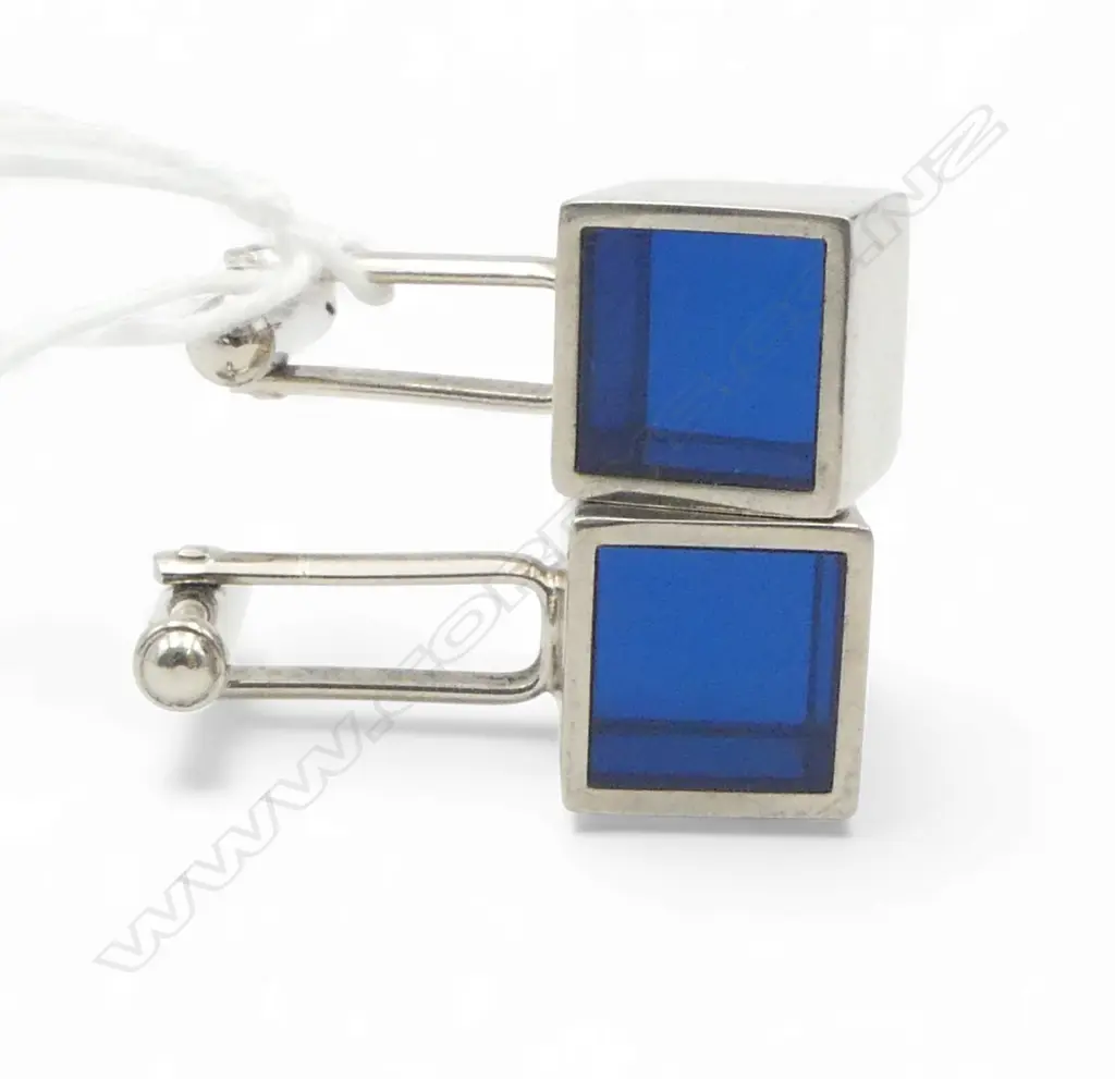 PR CUFFLINKS CHROME PLATED BRASS & ACRYLIC by JOSE BRIBIESCA Image 1++
