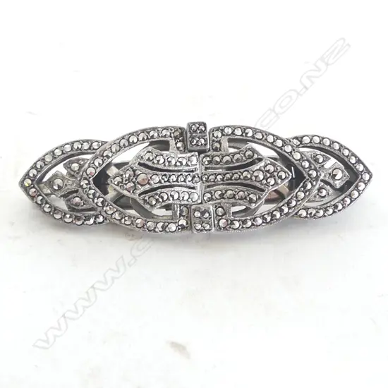 DECO STG SILVER & MARCASITE DRESS CLIP L.55mm